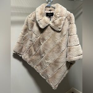 Coalition LA - Cream Faux Fur Poncho/Jacket